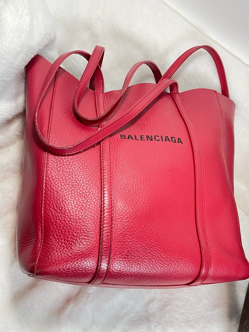 Balenciaga -Red Pebbled Leather Tote